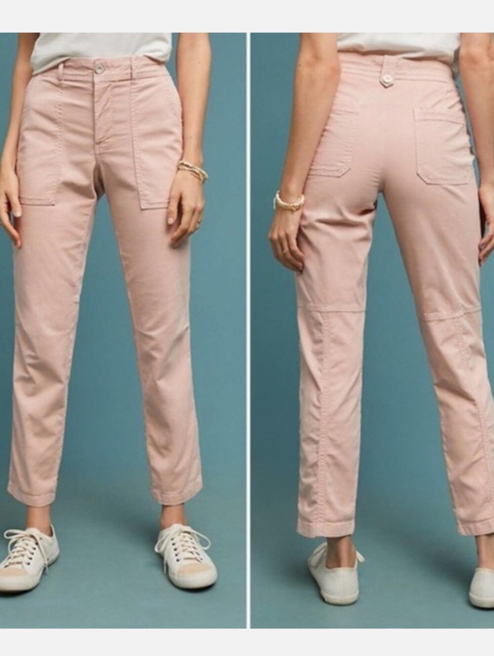 ANTHROPOLOGIE The Wanderer Pant Trouser Washed Out Pink Sz 27 Linen Blend